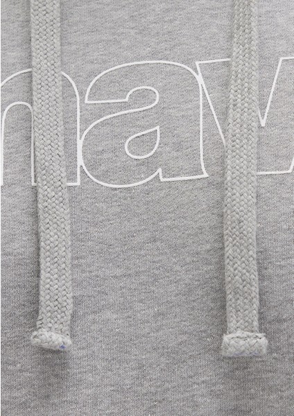 Mavi Logo Baskılı Kapüşonlu Gri Sweatshirt 065606-28387