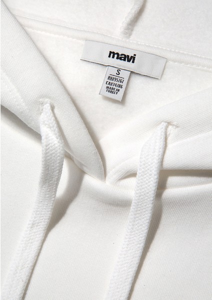 Mavi Logo Baskılı Kapüşonlu Beyaz Sweatshirt 1600361-81964