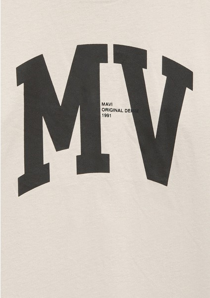 Mv Logo Baskılı Bej Tişört 6610213-70144 fırsatları