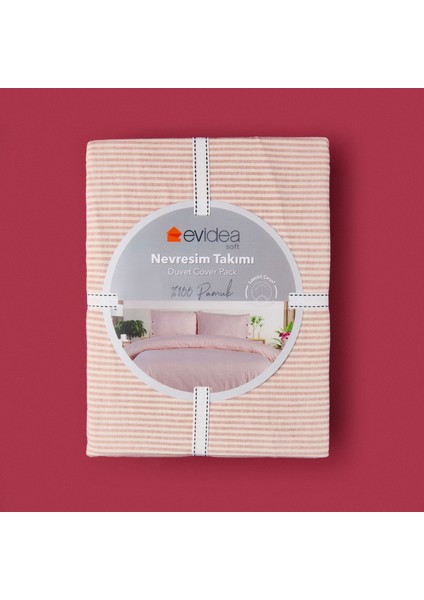 Soft Stripe Çift Kişilik Nevresim Takımı - Kiremit indirimleri