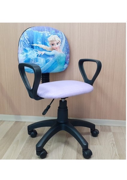 Karlar Ülkesi Elsa Frozen Desenli Çocuk Odası Ders Çalışma Koltuğu Tekerlekli Amortisörlü Kumaş fiyatları