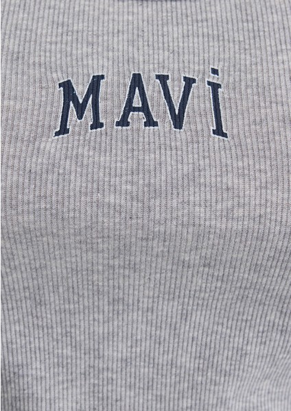 Mavi Logo Baskılı Gri Atlet 1611899-83096