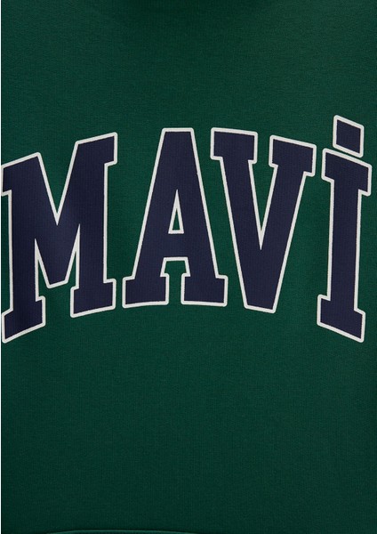 Mavi Logo Baskılı Kapüşonlu Yeşil Sweatshirt 1600361-71892