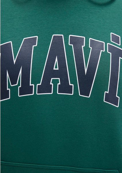 Mavi Logo Baskılı Kapüşonlu Yeşil Sweatshirt 067149-71874