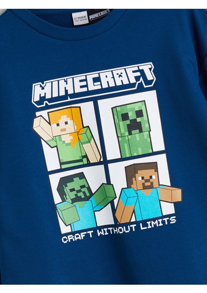 Lcw Kids Petrol Bisiklet Yaka Minecraft Baskılı Erkek Çocuk Sweatshirt fırsatları