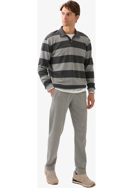 Erkek Polo Yaka Sweatshirt 40834 - Gri fırsatları