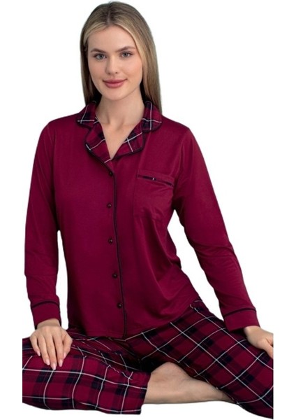 Marcella Notte Uzun Kol Düğmeli Kadın Pijama Takımı Ev Giyim Hediyelik fırsatları