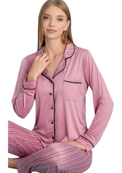 Kadın Uzun Kollu Düğmeli Pijama Takımı S/2xl Aurora Comfort Ev Giyim Hediyelik fırsatları