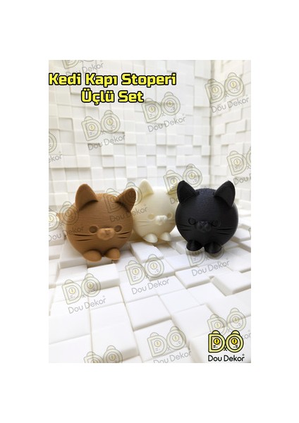 Kedi Kapı Stoper 3'lü Set | Şirin, Güvenilir ve Işlevsel Kapı Tutucu | Siyah-Beyaz-Kahverengi fiyatları