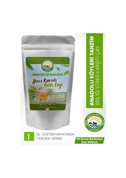 Anadolu Köyleri Tanzim Birliği Stres Karşıtı Bitki Çayı 75 gr Bd Detox Bromelain Çay Hediyesiyle