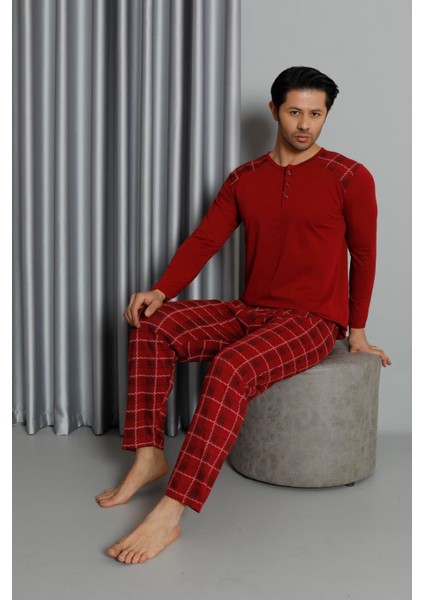 Erkek Interlok Rahat Kalıp Sıfır Yaka Pamuk Pijama Takımı 6774 fiyatları