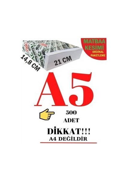 Copier Bond A5 Fotokopi Kağıdı 80 Gr. 500 Adet (A4 Yarısıdır)