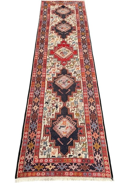 El Dokuma Sıfır Iran Kilimi Yolluk 84X313 Yün Kök Boya Yolluk