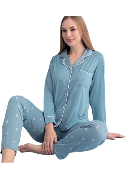 Uzun Kol Düğmeli Kadın Pijama Takımı Celestina Notte Ev Giyim Hediyelik fiyatları