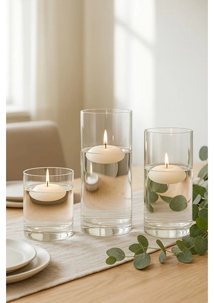 3'lü Set Düz Cam Vazo - Modern ve Şık Dekoratif Vazo 9X10 - 9X14 - 9X18 ( Mum Dahil Değildir ) fiyatları