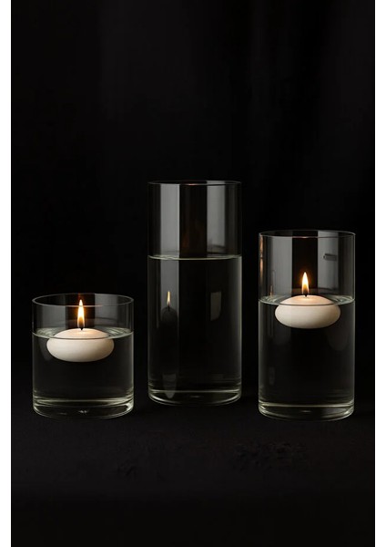 3'lü Set Düz Cam Vazo - Modern ve Şık Dekoratif Vazo 9X10 - 9X14 - 9X18 ( Mum Dahil Değildir ) modelleri