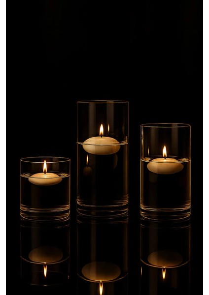 3'lü Set Düz Cam Vazo - Modern ve Şık Dekoratif Vazo 9X10 - 9X14 - 9X18 ( Mum Dahil Değildir ) fırsatları