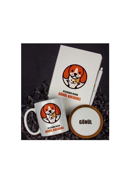 kişiye özel veteriner tasarım defter kalem kupa ve bardak altllığı hediye seti 81443
