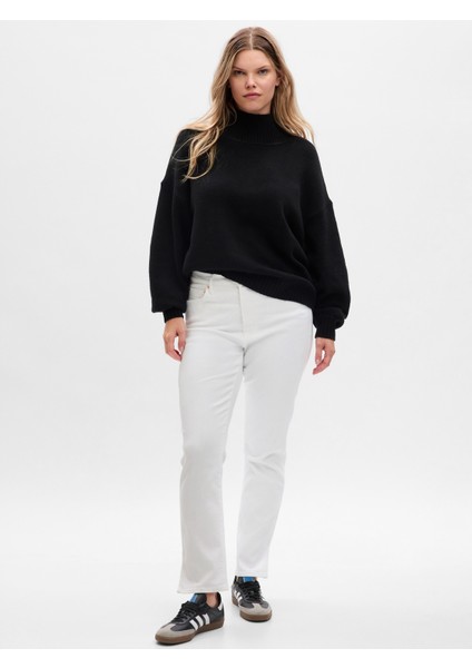 Kadın Beyaz High Rise Vintage Slim Jean Pantolon