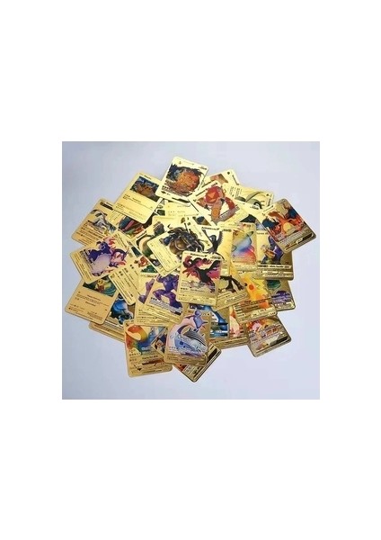 Bakmakistersen Pokemon Vmax Oyun Kartı 55 Adet Kabartma Card Fosforlu Gold Pokemon Kartları