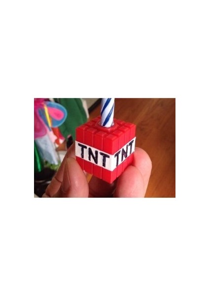 Minecraft Temalı Mumluk - Doğum Günü Süsü - Tnt Mumluk (2 Adet)
