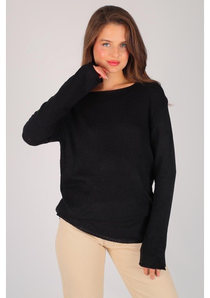 Kadın Siyah Bisiklet Yaka Uzun Kol Ince Kazak fiyatları