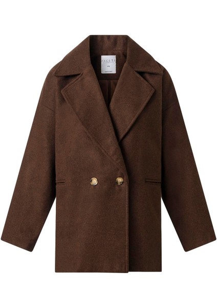 Kadın Acı Kahve Mevsimlik Kısa Kaşe Kaban