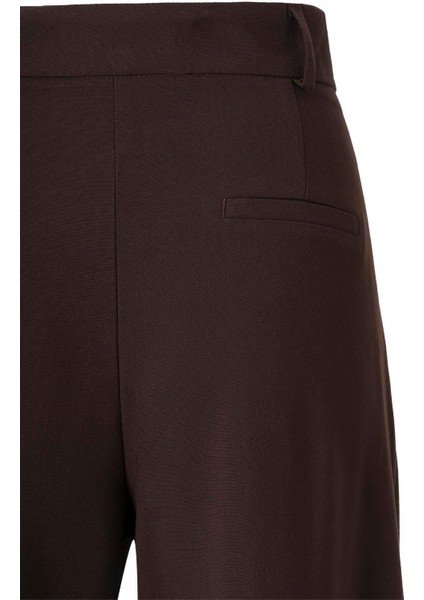 Kadın Acı Kahve Düğme Detay Yüksek Bel Palazzo Pantolon fırsatları