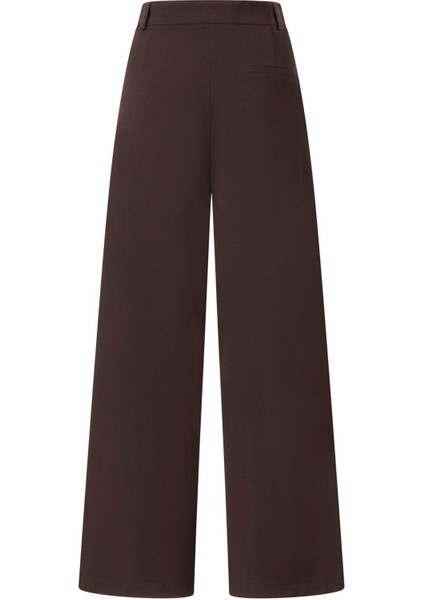 Kadın Acı Kahve Düğme Detay Yüksek Bel Palazzo Pantolon indirimleri