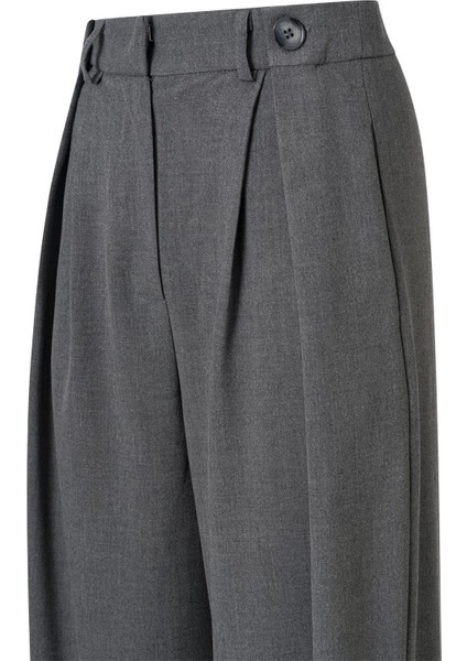 Kadın Gri Düğme Detay Yüksek Bel Palazzo Pantolon fiyatları