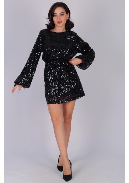 Kadın Uzun Kollu Payetli Elbise