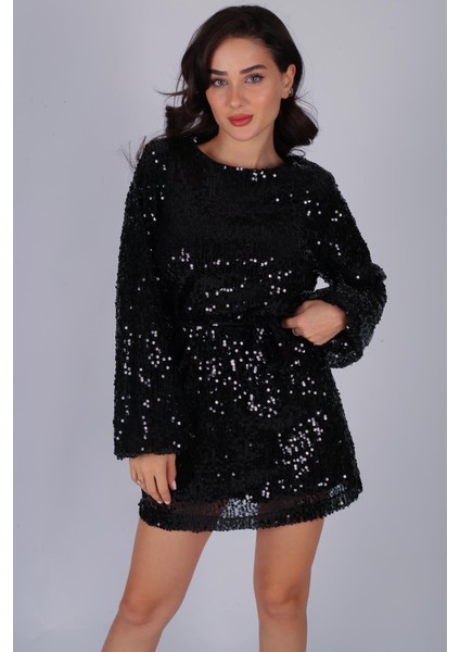 Kadın Uzun Kollu Payetli Elbise modelleri