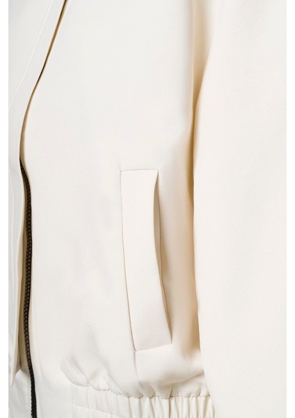 Kadın Ekru Vatkalı Kısa Bomber Ceket modelleri