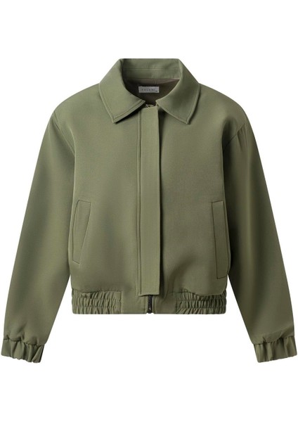 Kadın Haki Vatkalı Kısa Bomber Ceket
