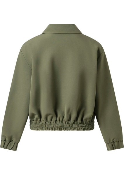 Kadın Haki Vatkalı Kısa Bomber Ceket indirimleri