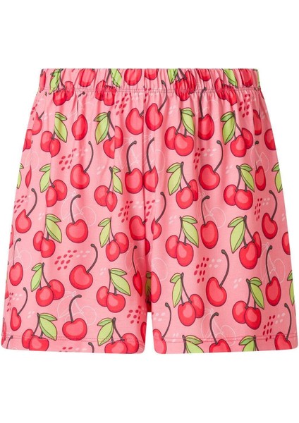 Kadın Beyaz Kiraz Desen Tişört Şort Takım modelleri