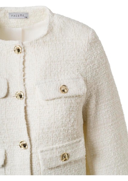 Kadın Ekru Düğme Detay Tüvid Ceket fiyatları