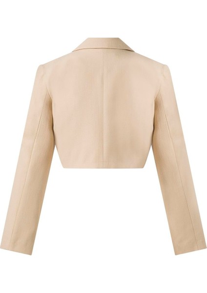 Kadın Bej Düğmeli Crop Blazer Ceket fiyatları