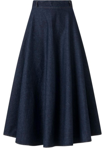 Kadın Indigo Midi Boy Denim Etek