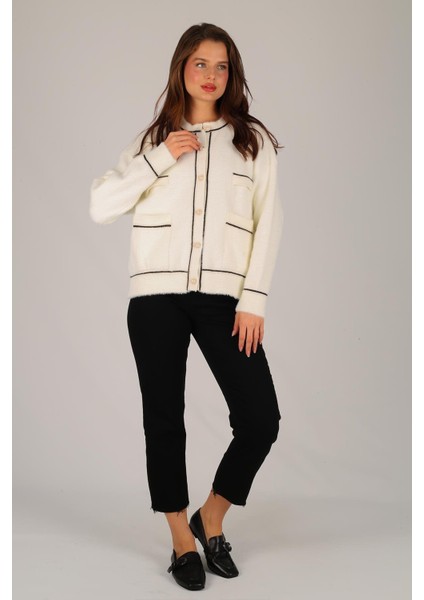 Kadın Ekru Düğme Detay Yumoş Hırka fiyatları