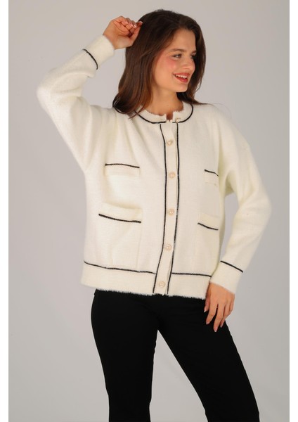 Kadın Ekru Düğme Detay Yumoş Hırka fırsatları