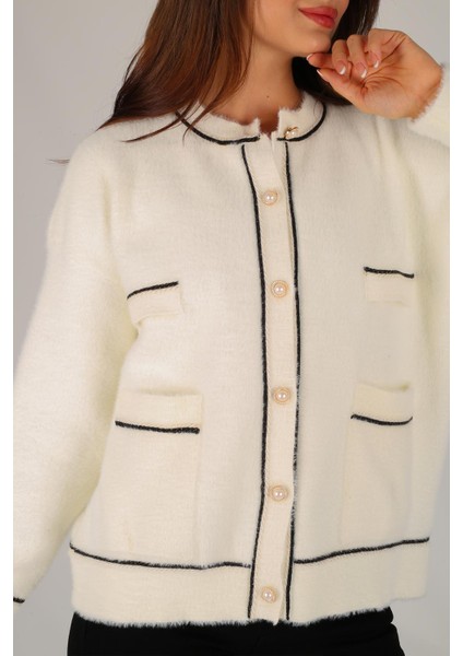 Kadın Ekru Düğme Detay Yumoş Hırka indirimleri