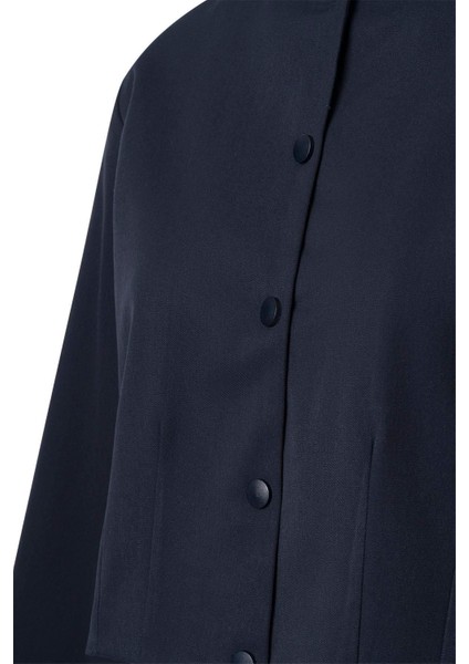 Lacivert Pile Detay Çıtçıtlı Ceket modelleri