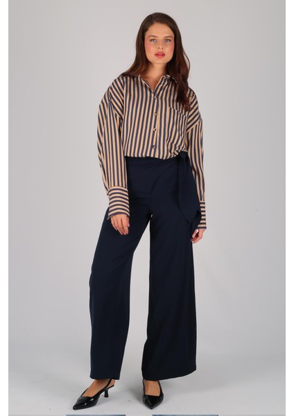 Kadın Çizgi Desen Oversize Gömlek modelleri