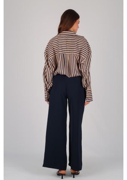 Kadın Çizgi Desen Oversize Gömlek fırsatları
