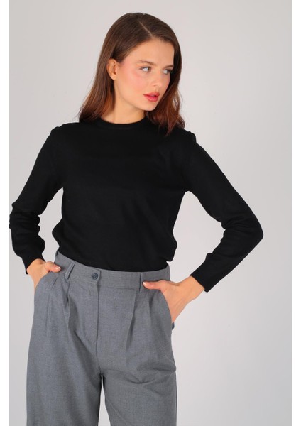 Kadın Siyah Ince Ribana Basic Uzun Kol Kazak fiyatları