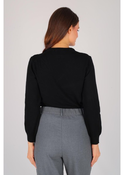 Kadın Siyah Ince Ribana Basic Uzun Kol Kazak fırsatları