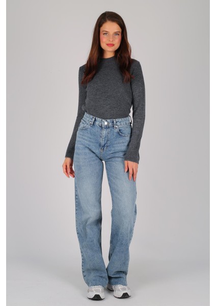 Kadın Bej Kalın Ribana Basic Uzun Kol Kazak fiyatları