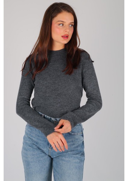 Kadın Bej Kalın Ribana Basic Uzun Kol Kazak fırsatları