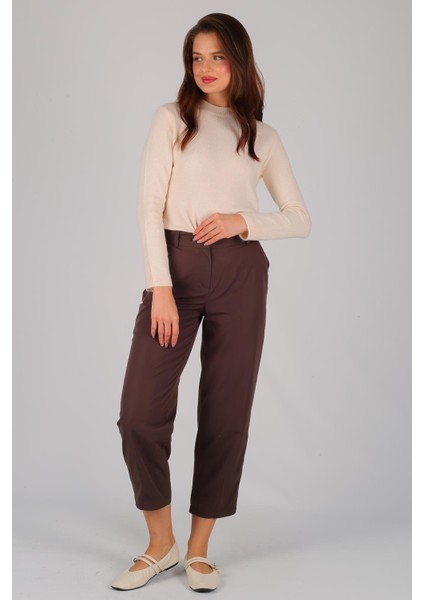 Kadın Bej Kalın Ribana Basic Uzun Kol Kazak modelleri